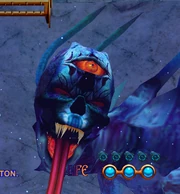 Rahab using his tongue to seize the player