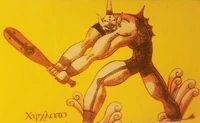 Illustration on the arcade cabinet (the caption roughly translates to "Cyclops")