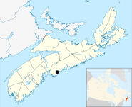 The black dot indicates its location in Nova Scotia, Canada