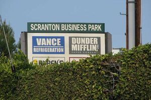 The Dunder Mifflin building from the 1st season of The Office