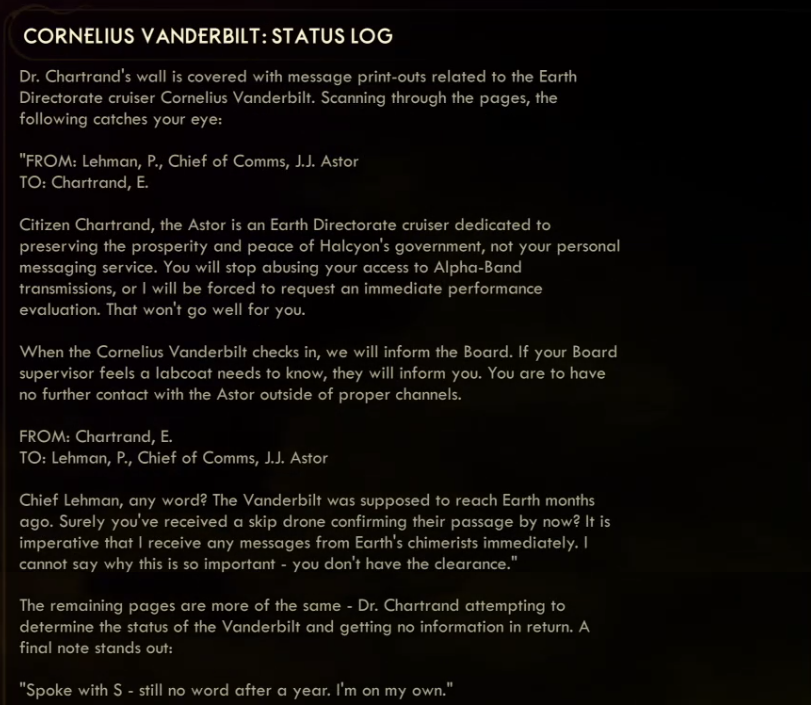 Cornelius Vanderbilt Status Log The Outer Worlds Wiki Fandom