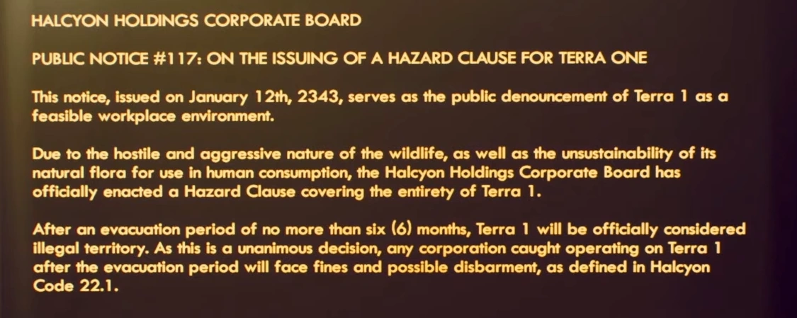 Hazard Clause The Outer Worlds Wiki Fandom