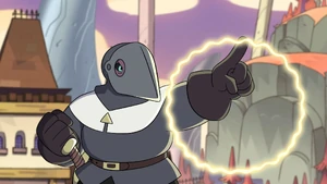 Raine anula un círculo de hechizos de un Guardia del Aquelarre.