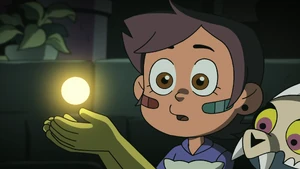 Luz lanzando un hechizo por primera vez después de encontrar el glifo de luz.