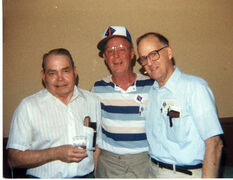 Snafu (left), Paul Wright (middle), Sledge (right) at a 1st Marine Division reunion in 1983 in Milwauke, Wisconsin.