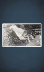 Girl jumping into ditch