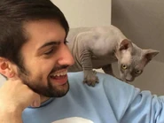 Mitch and his cat, Wyatt.