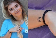 Her fourth tattoo was a crescent moon on her right wrist. She got the tattoo on May 3, 2016, from artist Hunter Urscum. Her friend got a matching one.