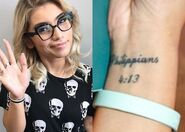 Her second tattoo was of her favorite Bible verse “Philippians 4:13” on her right wrist. The text of this passage is: "I can do all things through Christ who strengthens me".