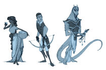 (From left to right) Rilla, Sir Damien, and Lord Arum. Art by Mikaela Buckley