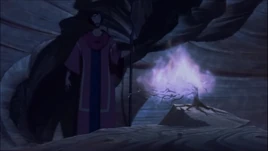 Moses stumbles upon the Burning Bush in a cave