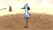 Mordecai's "Death Kwon Do" jean shorts and mullet from "Death Punchies", "Sandwich of Death", and "Death Kwon Do-Livery"