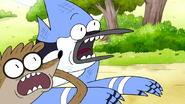 S6E24.137 Mordecai and Rigby Screaming at the Cassowary