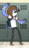 Mordecai in high school as seen in "Regular Show: The Movie" and briefly in "A Skips in Time" and "Rigby in the Sky With Burrito"