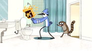 Mordecai playing with fire in da bathroom