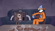 S7E09.332 Mordecai and Rigby Enjoying the Chocolate Body Parts