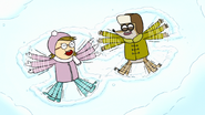 S8E23.028 Rigby and Eileen Making Snow Angels