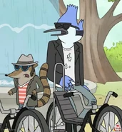 One of Mordecai's outfits from "Cool Bikes"