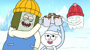 S8E23.041 Muscle Man and HFG Sharing Hot Cocoa with Snow Munchkin