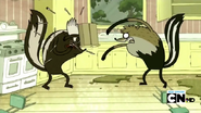 Rigby battles Were-Skunk.