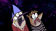 S3E04.238 Mordecai and Rigby Screaming at the Wizard
