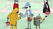 Mordecai dressed as a zombie briefly during the montage in "Grave Sights"