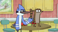 S2E23 Mordecai tells Benson Rigby doesn't have a High School Diploma