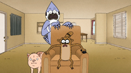 S7E13.113 Mordecai, Rigby, and Apple Sauce Watching the News