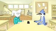 S6E11.011 Mordecai and CJ Sitting at a Table
