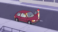 S3E25 Margaret getting in her car with the orange bird