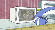 Mordecai slams the microwave door