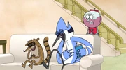 Benson angry at Mordecai and Rigby's laziness.