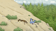 S5E07.020 Mordecai and Rigby Sliding Down the Hill