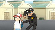 S7E17.185 Security Guard Grabbing a Kid's Backpack
