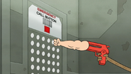 S8E12.037 Rigby Fist Bumping the Elevator Button