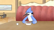 S3E25 Mordecai shakes his head no but says "Um Yeah"