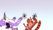 S4E13.263 Mordecai and Rigby Dodging the Hair Sticks