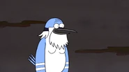 An old version of Mordecai from the no rules land in "House Rules". Since him and Rigby left the no rules land, he ceases to exist