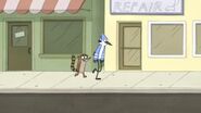 S3E25 Mordecai and Rigby walking to the coffee shop