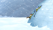 S4E26.205 Mordecai and Rigby Climbing the Igloo