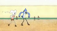 S3E25 Mordecai and CJ rollerskating