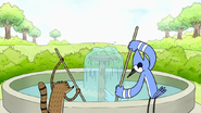 S2E11.105 Mordecai and Rigby Cleaning the Park Fountain