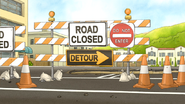 S5E32.033 Road Closed Signs