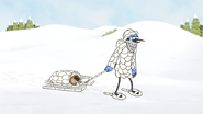 S5E07.062 Mordecai Pulling Rigby on a Tortilla Sleigh