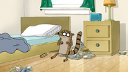 S5E05.044 Rigby Kicking Garbage Under Mordecai's Bed