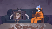 S7E09.336 Mordecai and Rigby Noticing Chocolate is Spreading on Mordecai