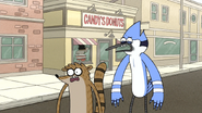 S7E13.052 Mordecai and Rigby Watching Apple Sauce Being Taken Away