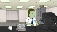 S7E25.119 Muscle Man Typing at His Computer