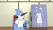 S8E27EP.008 Mordecai Became an Artist.png (792 KB) Mordecai a few years in the future during the 25 year time montage in the finale. He has some stubble on his chin and he is wearing a white t-shirt