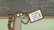 S2E23 Rigby holding a diploma